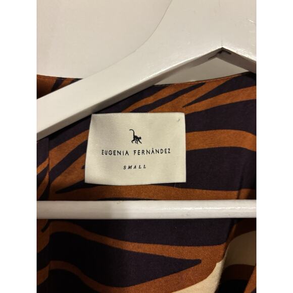 Eugenia Fernandez Maxi Dress Small Boho Wrap Midi Satin Floral Flaws - Picture 5 of 13